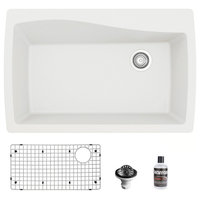 Karran Drop-In Quartz 34" 1-Hole Single Bowl Kitchen Sink Kit, White