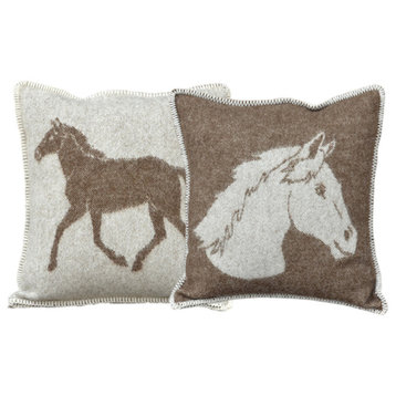 Wool Pillow Horse, Brown