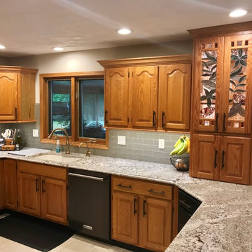 Kitchen Remodel/Updates White Sand Granite Koch Painted Oak Cabinets