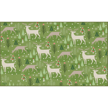 Mohawk Home Reindeer Flurries Green 1' 6" x 2' 6" Kitchen Mat