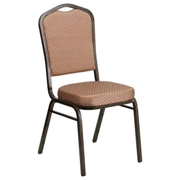 Bowery Hill Transitional Fabric/Metal Crown Back Banquet Stacking Chair in Gold