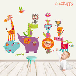 Vinilo infantil de tela Animales salvajes happy - Kids Wall Decor