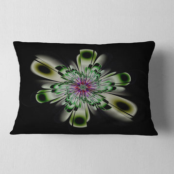 Shiny Crystal Light Green Fractal Flower Floral Throw Pillow, 12"x20"