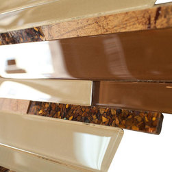 Stone Pieces and Brown Glass and Beige Marble Aliminum Stone Glass Mosaic Tile R - Home Accessories & Decor