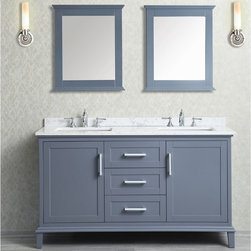 60 inch Double Sink Whale Grey Bathroom Vanity Set With Mirror - Bathroom Vanities And Sink Consoles