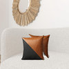 Set Of Two 18" X 18" Brown and Black Faux Leather Zippered Pillow
