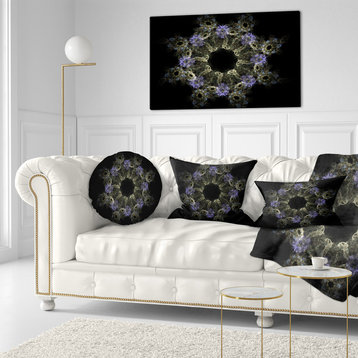 Glowing Radial Fractal Flower in Purple Floral Throw Pillow, 12"x20"