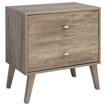 Home Square 2 Piece Mid Century Modern Nightstand Set in Drifted Gray