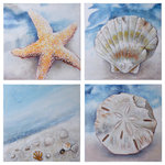 StyleCraft - Beach Set of 4 Coastal Animal Art - Bring the coastal flair to any wall in your home with the StyleCraft Beach coastal animal art - set of 4. These wall prints are made from canvas, acrylic paint and pinewood stretcher. This beautiful artwork is partially hand painted and is well-suited for hanging on any bare wall in your home.