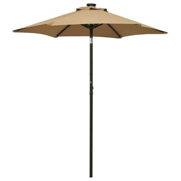 vidaXL Outdoor Umbrella Patio Sunshade Parasol with LED Lights Taupe Aluminum