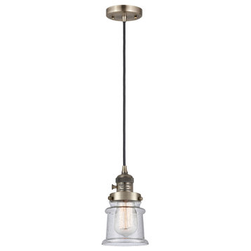 Canton Mini Pendant With Switch, Antique Brass, Seedy