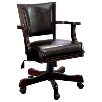 Benzara BM123168 Leatherette Arm Chair With Swivel & Height Mechanism, Brown