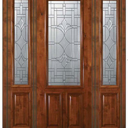 Prehung Entry Sidelights Door 96 Alder Marsala 2 Panel 2/3 Lite Glass - Front Doors