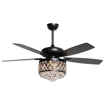 52 in  4 Blades Ceiling Fan in  Matte Black with Remote Control