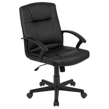 Flash Furniture Fundamentals Mid Back Leather Office Swivel Chair in Black