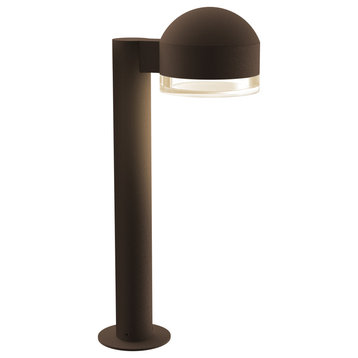 Reals 16" Bollard, Cylinder Lens and Dome Cap, Clear Lens, Textured Bronze