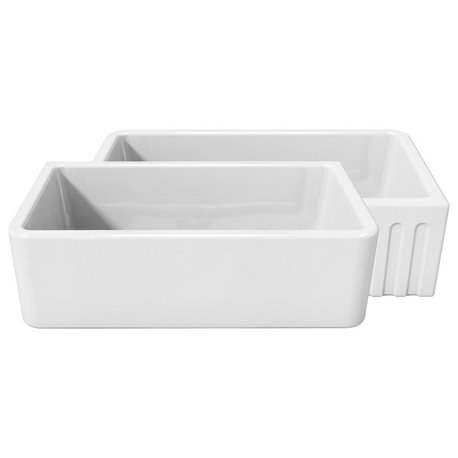 LaToscana Reversible, Fluted/Smooth Fireclay Sink, White, 33"