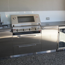 Outdoor Kitchens with Polished Concrete Benchtops & Stainless Steel Doors - Outdoor Products