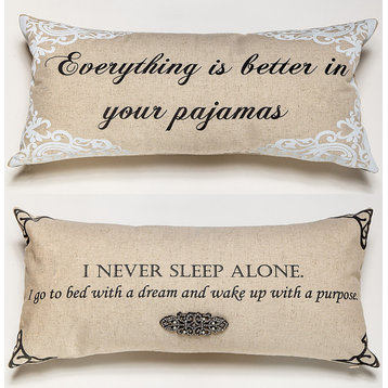 Funny Motivational Pajamas Double Sided Linen Pillow With Removable Crystal Pin