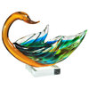 Dale Tiffany 9.5" Swan Bowl Sculpture, Amber/Clear Finish