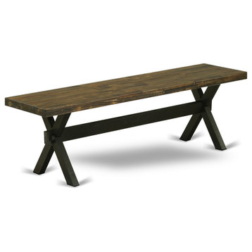 X-Style 15X60 In Dining Bench, Black Leg, Distressed Jacobean 418 Top Finish