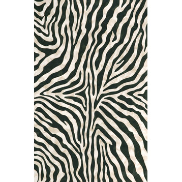Visions I Zebra Indoor/Outdoor Rug Black, 3'6"x5'6'