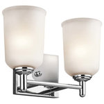 Kichler - Bath 2-Light, Chrome - The straight lines and up-sized satin etched glass of this Chrome 2 light bath light from the Shailene Collection create the perfect casual look for the updated urban lifestyle.