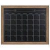 Beatrice Framed Magnetic Chalkboard Calendar, Rustic Brown 27x33