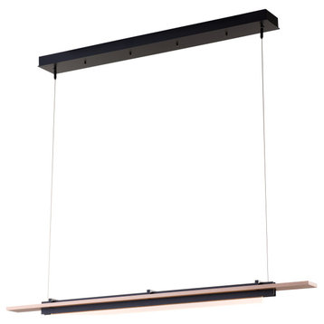 Hubbardton Forge 139920-1000 Plank LED Pendant, Sterling With Dark Smoke Accent