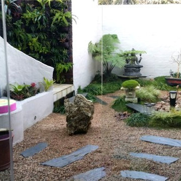 Small split level, Oriental inspired garden