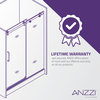 ANZZI Stellar 76" H Frameless Sliding Shower Door, Matte Black, 48" W