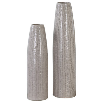Uttermost Sara 2-Piece Textured Ceramic Vase Set