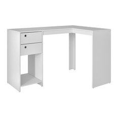 Modest Palermo Classic "L" Shaped Desk With 2 Drawers and 1 Cub By, White