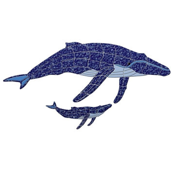 Humpback Whale & Baby Ceramic Swimming Pool Mosaic 36"x19"
