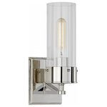 Visual Comfort - Marais Bathroom Wall Sconce, 1-Light, Polished Nickel, Clear Glass, 11.25"H - Trendy lighting fixture offers a clean, contemporary look. Exuding modern glamor, the Marais Bathroom Wall Sconce blends easily into a wide range of settings. This streamlined design includes a durable metal base and a rectangular backplate that holds the cylindrical clear glass shade. This fixture showcases a vintage Edison bulb (available separately), creating a rustic aesthetic as well as a brilliant and efficient illumination ideal for baths, spas, and powder rooms.Visual Comfort has been the premier resource for signature designer lighting. For over 30 years, Visual Comfort has produced lighting with some of the most influential names in design using natural materials of exceptional quality and distinctive, hand-applied, living finishes.