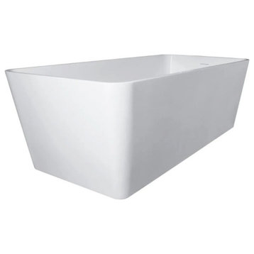 Vanity Art Solid Surface Resin Stone Freestanding Bathtub, Glossy White, 59 in. X 30 in.