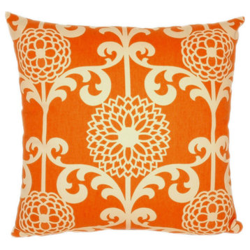 Fun Floret Square 90/10 Duck Insert Throw Pillow With Cover In Citrus, 20X20