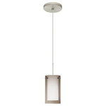 Besa Lighting - Besa Lighting Pahu 4, 7" 6W 1 LED Cord Pendant with Flat Canopy - Pahu is a distinctive double-glass pendant, with an inner opal cylinder centered within a transparent outer glass. Our Trans-Smoke colored blown glass complements the soft white Opal cased glass, which can suit any classic or modern decor. Opal has a very tranquil glow that is pleasing in appearance, as the Trans-Smoke glass sparkles with the accents from that glow. The smooth satin finish on the opal�s outer layer is a result of an extensive etching process. This blown glass combination is handcrafted by a skilled artisan, utilizing century-old techniques passed down from generation to generation. The 12V cord pendant fixture is equipped with a 10' braided coaxial cord with Teflon jacket and a low profile flat monopoint canopy. These stylish and functional luminaries are offered in a beautiful brushed Bronze finish.  Canopy Included: TRUE  Shade Included: TRUE  Canopy Diameter: 5 x 0.63< Dimable: TRUE  Color Temperature: 2  Lumens: 450  CRI: 85+  Rated Life: 0 HoursPahu 4 7" 6W 1 LED Cord Pendant with Flat Canopy Bronze Transparent Smoke/Opal Glass *UL Approved: YES *Energy Star Qualified: n/a  *ADA Certified: n/a  *Number of Lights: Lamp: 1-*Wattage:6w LED bulb(s) *Bulb Included:Yes *Bulb Type:LED *Finish Type:Bronze