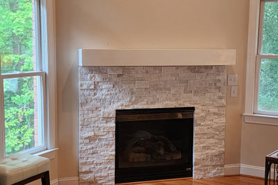 Example of a mountain style living room design in Charlotte