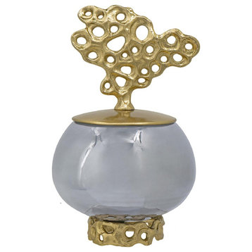 Percy Decorative Jar or Canister, Grey and Gold