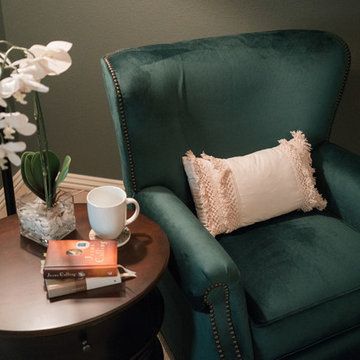 Fresh Green & Burnt Orange Traditional Master Bedroom