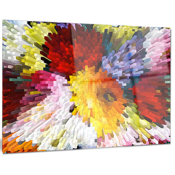 "Extrusive 3D Fabric Flowers" Glossy Metal Wall Art, 28"x12"