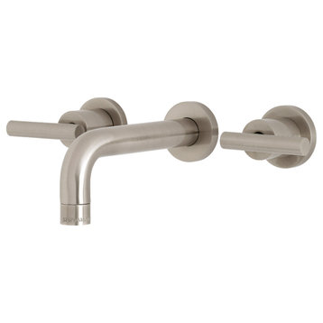 Kingston Brass KS8128CML 2-Handle 8" Wall Mount Bathroom Faucet, Brushed Nickel