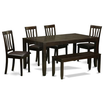 Atlin Designs 6-piece Dining Table Set with Bench in Cappuccino