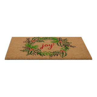 Northlight Natural Coir Joy Wreath Christmas Doormat 18 x 30