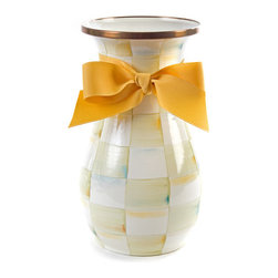 Parchment Check Enamel Vase - Tall | MacKenzie-Childs - Vases