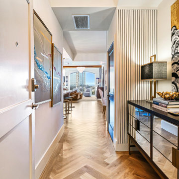 White Oak Herringbone with 7-Inch Custom Border — Buckhead High-Rise, Atlanta