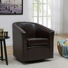 Hayden Swivel Accent Arm Chair, Brown, Bonded Leather