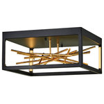 Fredrick Ramond - Fredrick Ramond Styx Medium Led Flush Mount, Black* - The breathtaking design of Styx fuses rich glamour with modern styling for an enthralling and dynamic silhouette with unexpected elements. An integrated LED open frame is fully dimmable, composed of clean angles in a chic Black finish. The frame illuminates textured metal branches in Gilded Gold, mingling organic and contemporary elements.