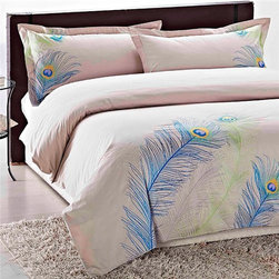 Buy.com - Embroidered Peacock King-size 3-piece Duvet Cover Set - Bedding
